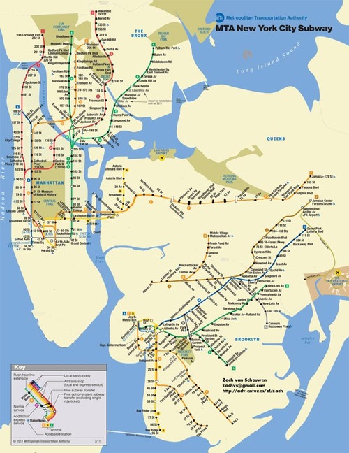 Map of New York City MTA Subway Lines During Hurricane Sandy