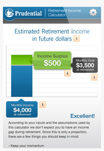 retirement app calculator from Prudential