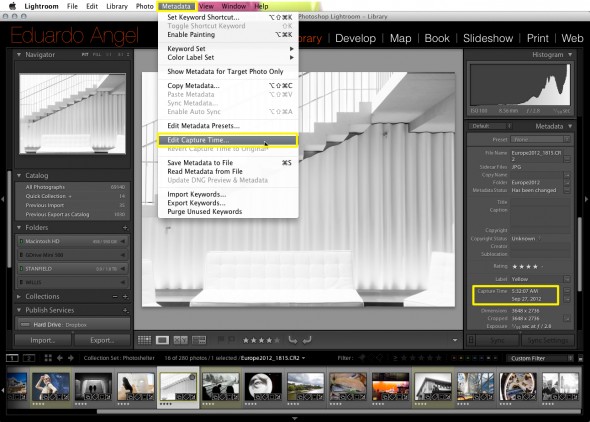 Editing Capture Time in Adobe Lightroom