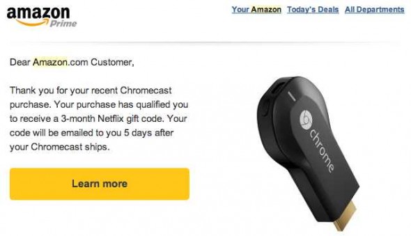 Google Chromecast - Netflix Gift Code Promotion