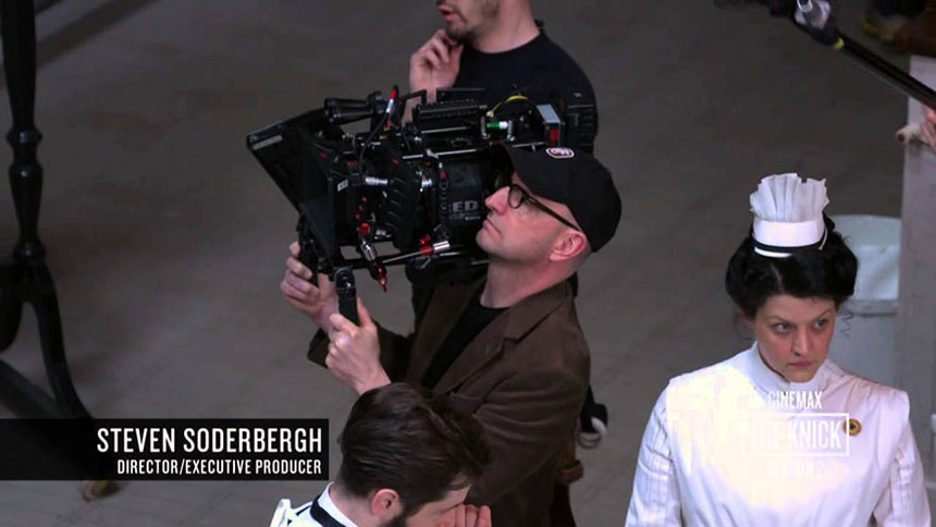 Steven Soderbergh on set for The Knick.